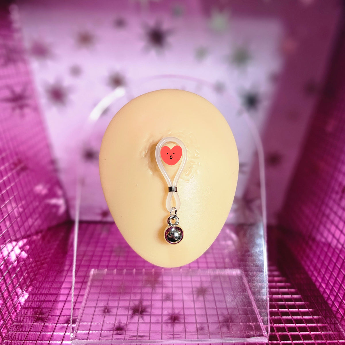 Dangling Metal Ball - 16mm Silicone Nipple Noose Set of 2