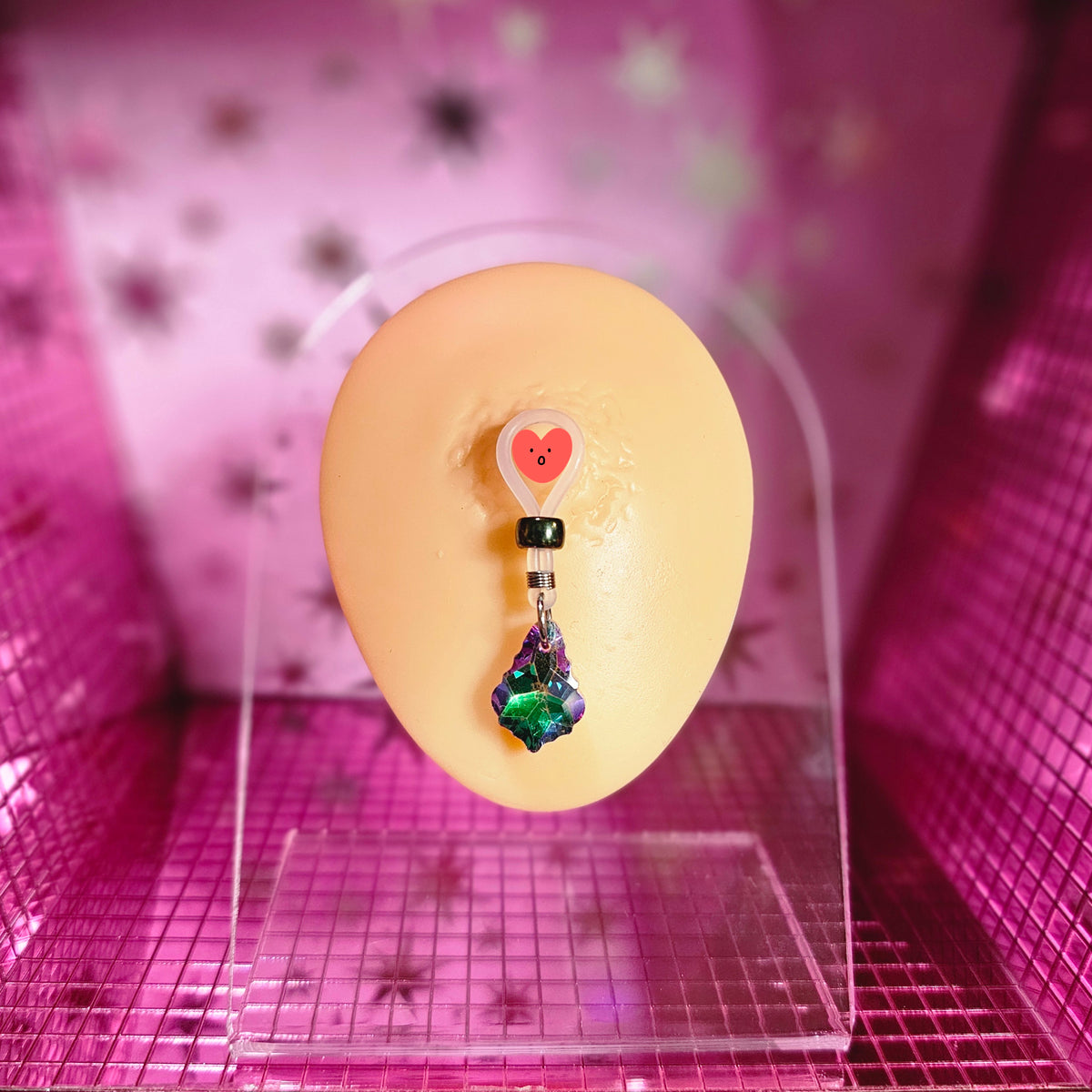 Nipple nooses with dangling Baroque Style crystals, non-piercing adjustable silicone jewelry.