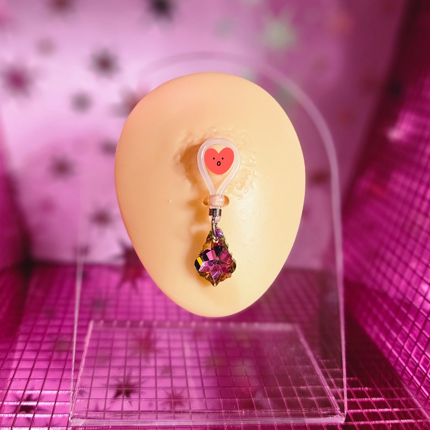 Nipple nooses with dangling Baroque Style crystals, non-piercing adjustable silicone jewelry.