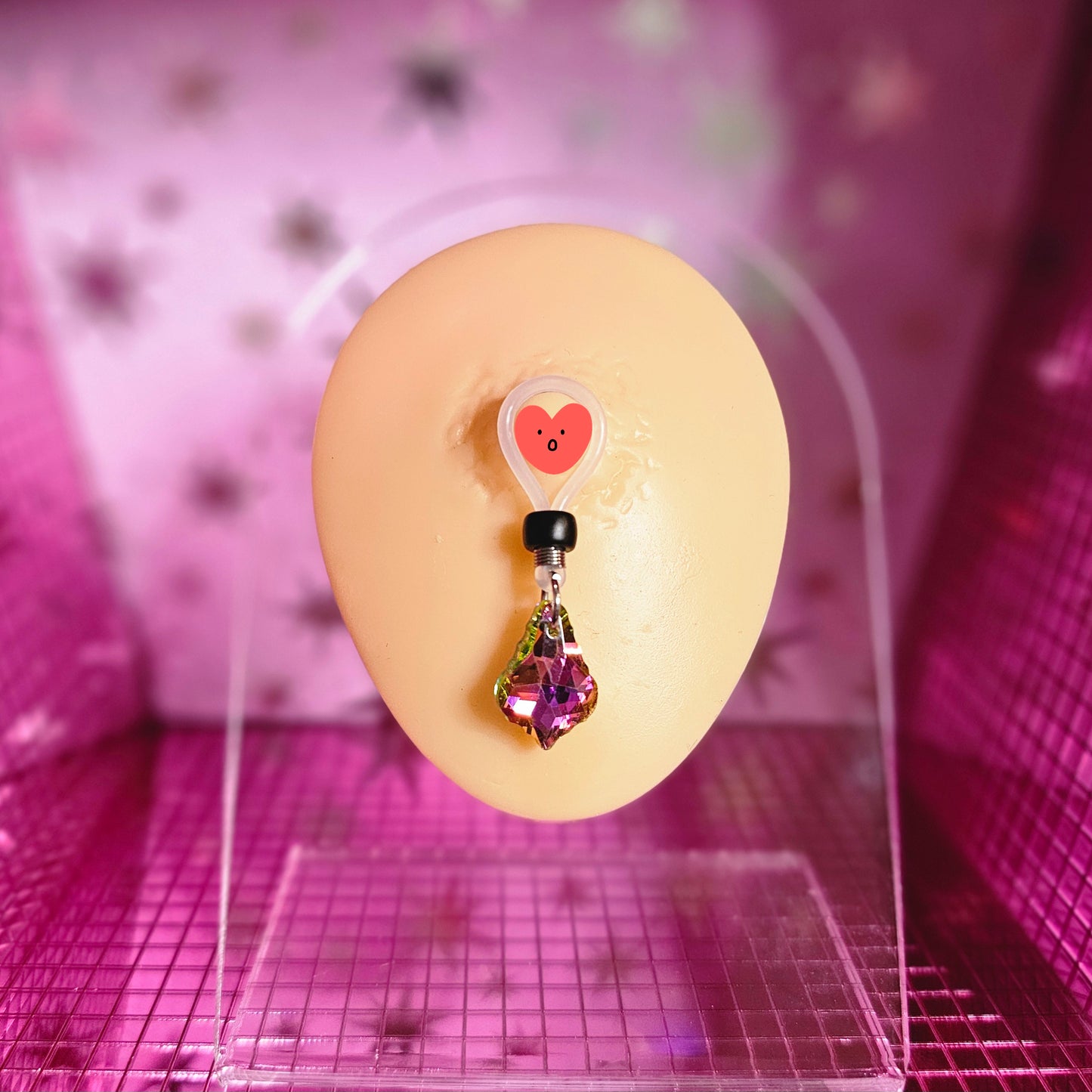 Nipple nooses with dangling Baroque Style crystals, non-piercing adjustable silicone jewelry.