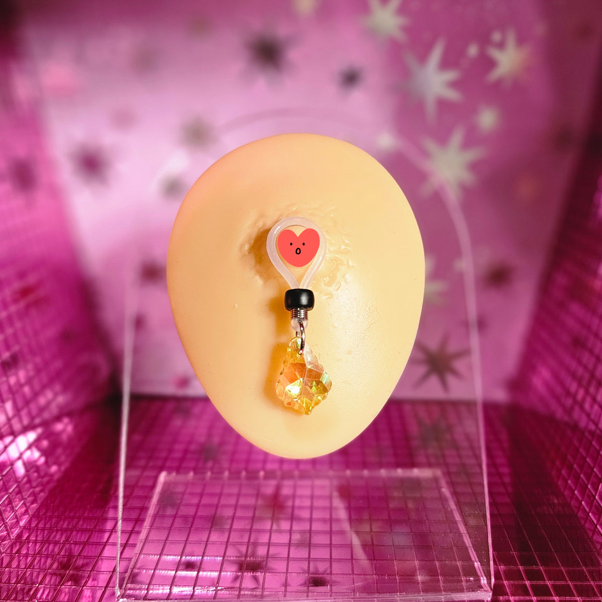 Nipple nooses with dangling Baroque Style crystals, non-piercing adjustable silicone jewelry.