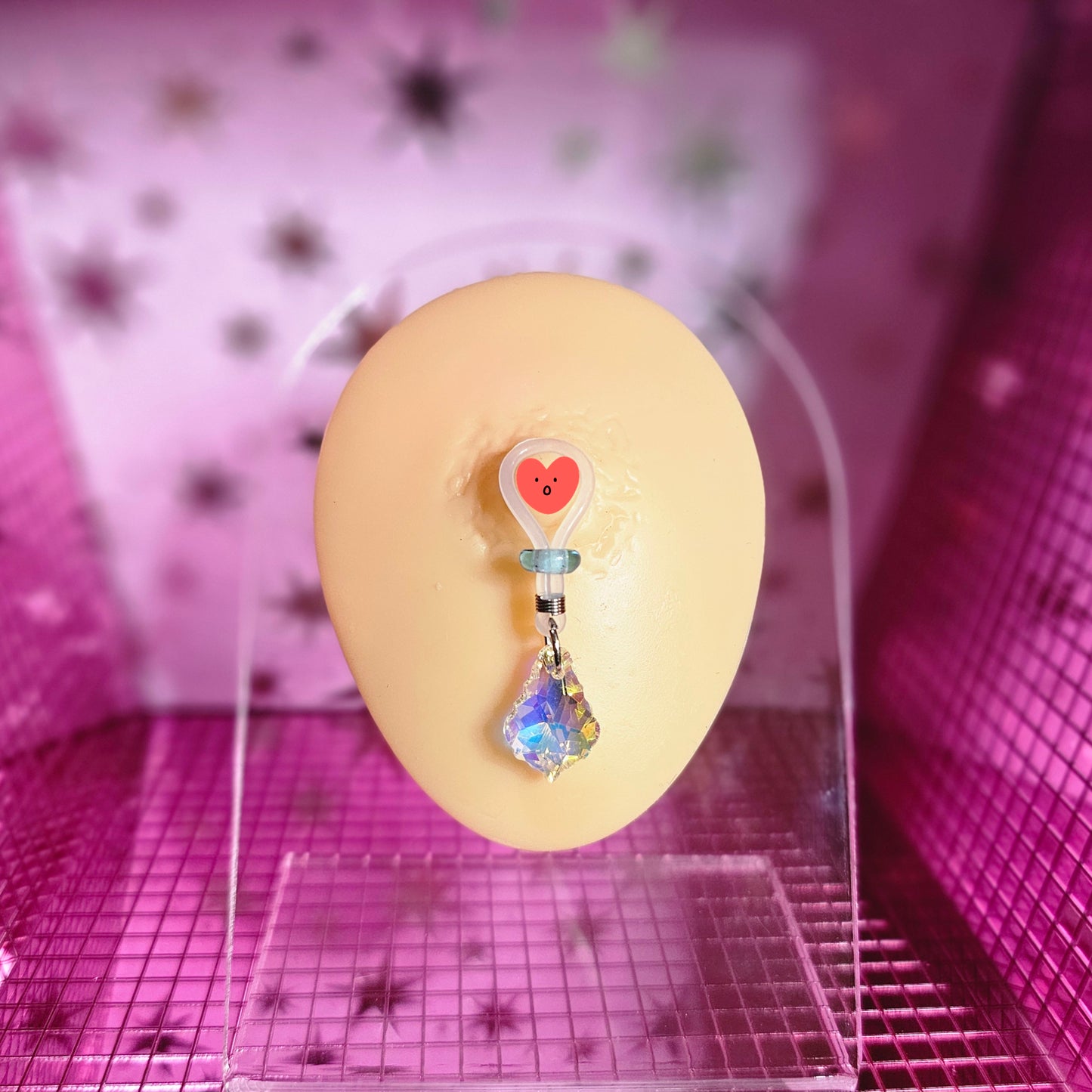 Nipple nooses with dangling Baroque Style crystals, non-piercing adjustable silicone jewelry.